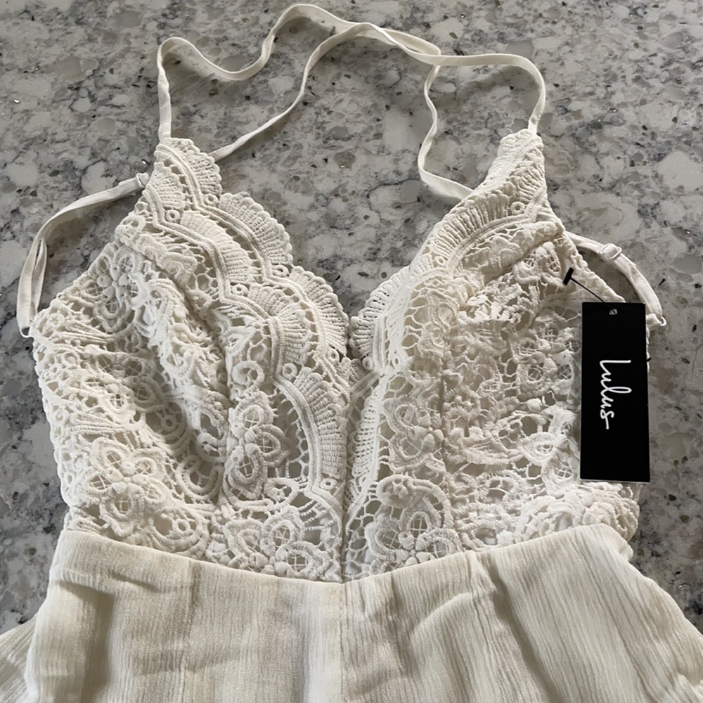 Lulus Ivory Lace Romper XS - Picture 6 of 10